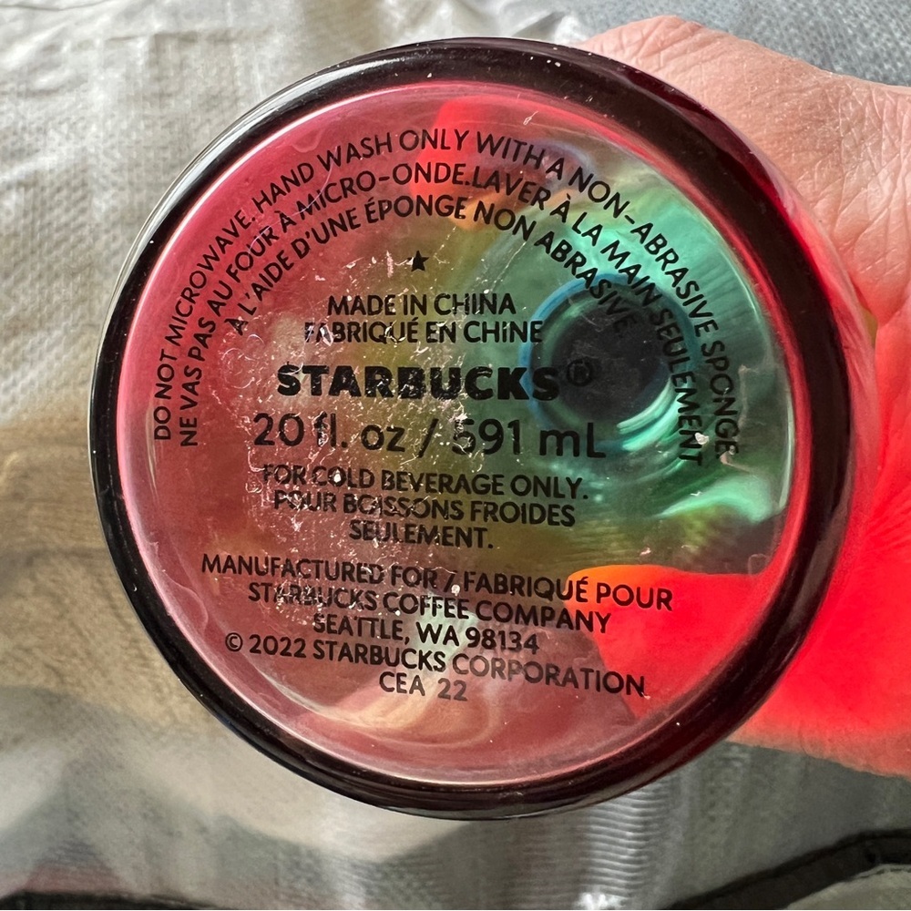 Starbucks Rainbow Ombre Glass Water Bottle NEW without Tags Summer of 2022 - Picture 4 of 10